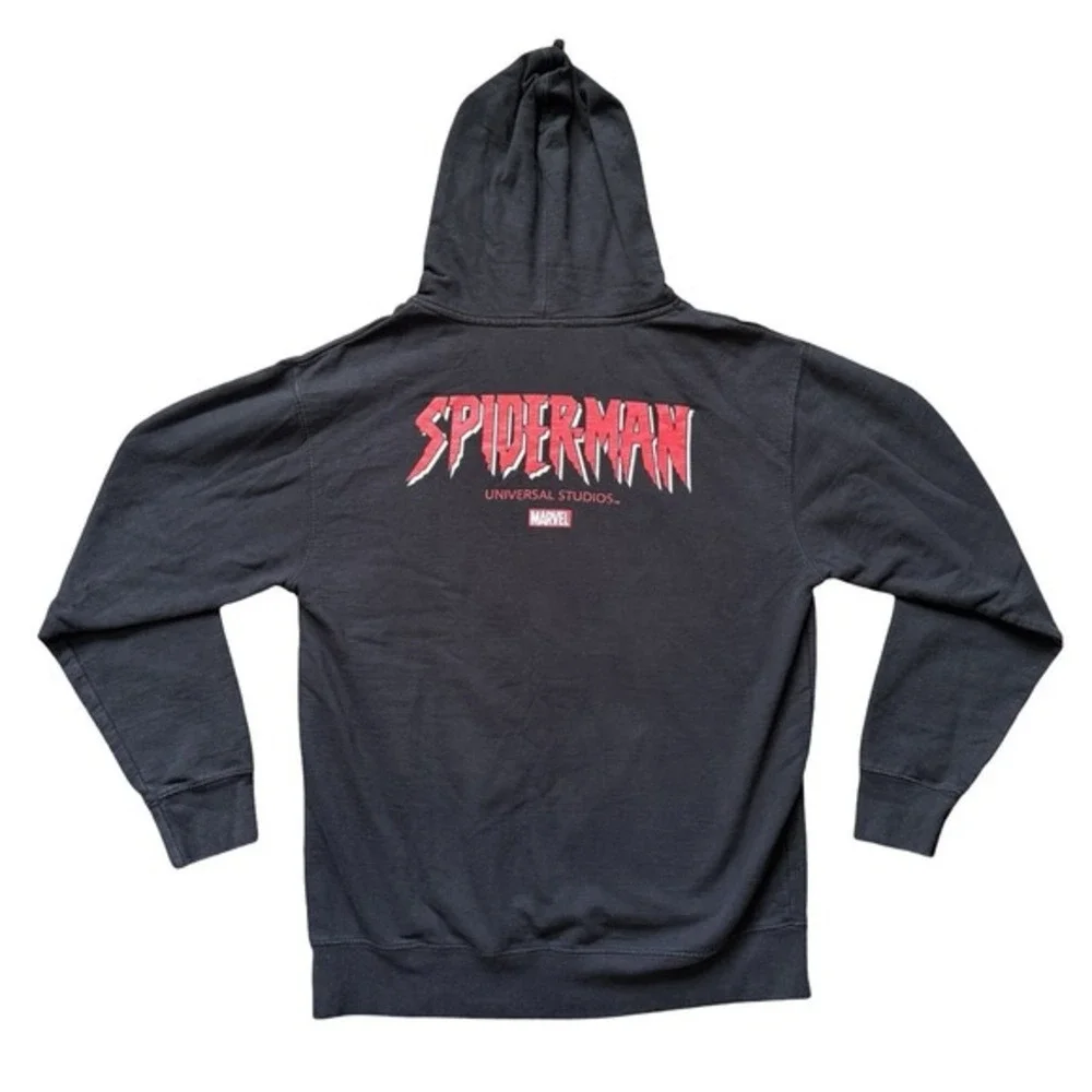 Spider-Man Universal Studios‎ Marvel Hoodie Black Embroidered Logo Mens Medium M - Picture 6 of 9